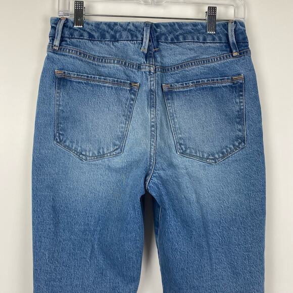 Good American Good Girlfriend Raw Hem Jeans Medium Wash Blue Womens Size 6/28 - Picture 9 of 11
